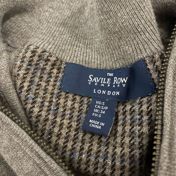 The Savile Row Company London Mens 1/4 Zip Pull Over in Gray - Size Small - Picture 5 of 5
